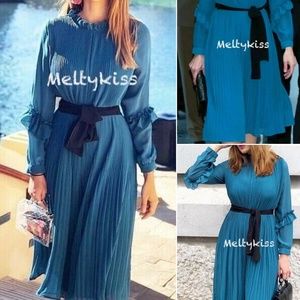 pleated jumpsuit dress with belt